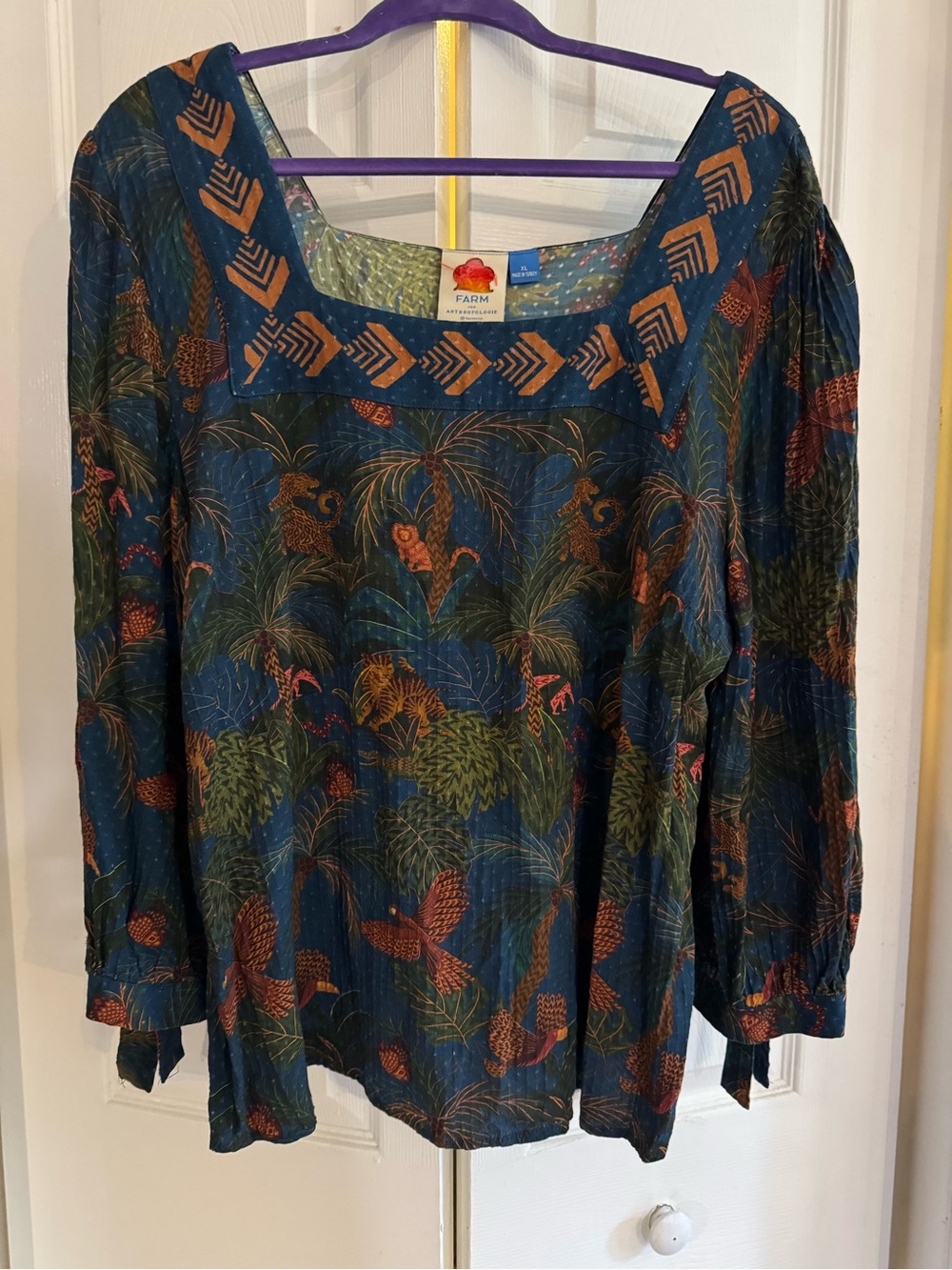 Farm Rio Tropical Print Square-Neck Women's Blouse